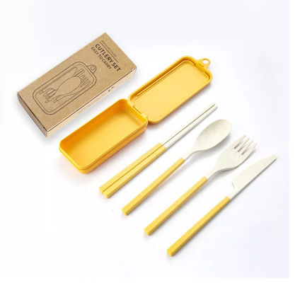 3部分の食事用食器セット箸のSpork折るテーブルウェアとの包装箱旅行